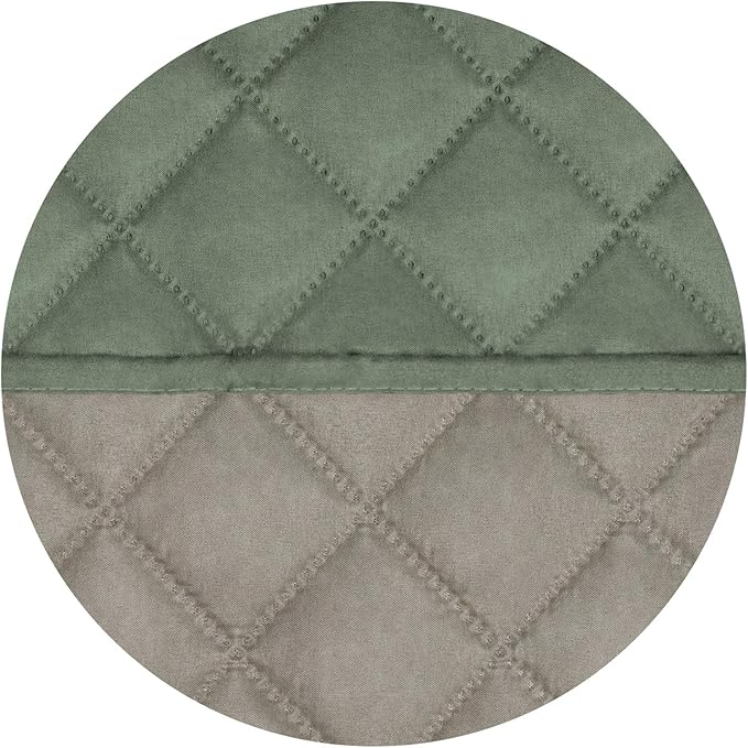 PureFit Reversible Quilted Sofa Cover, Water Resistant Slipcover Furniture Protector, Washable Couch Cover with Non Slip and Elastic Straps for Kids, Dogs (Oversized Recliner, Greyish Green/Beige)