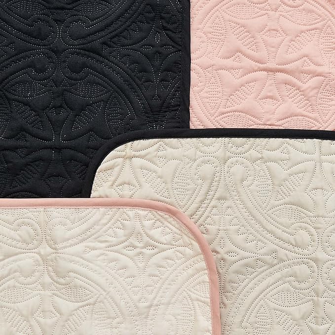 Great Bay Home Reversible Chair Cover - Washable Slipcover Furniture Protector with Elastic Straps - Perfect for Kids & Pets - Quilted & Stitched Detail (Dusty Rose/Taupe)