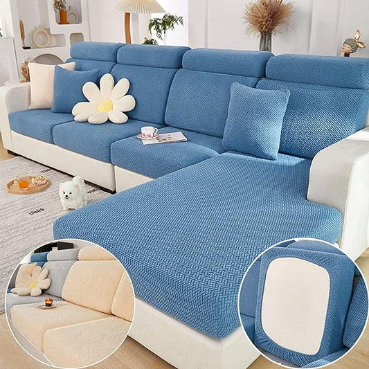 Couch Cushion Covers for Sofa Couch Covers Wear-Resistant Universal Sofa Cover Washable Stretch for Sectional Slipcovers (Texture-Blue,Extra Large Single Seat Cover)