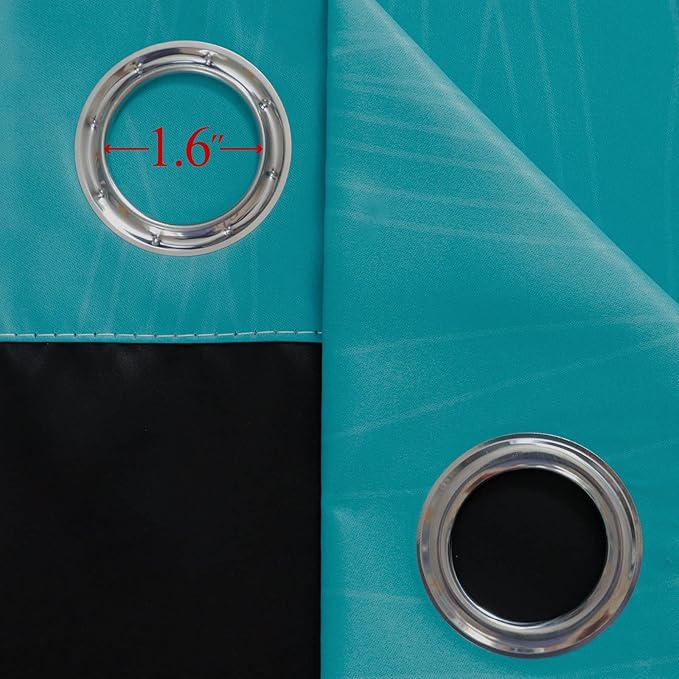 Teal and Purple Gradient Curtains 63 Inch Length 2 panels, Ombre and Wavy Line Pattern Blackout Curtains for Kids Room, Full Light Blocking Thermal Insulated Grommet Drapes for Bedroom, 52x63 Inch
