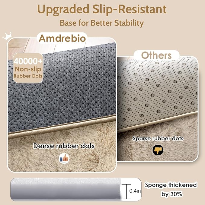 Amdrebio Beige Round Area Rug 4Ft for Bedroom, Boho Fluffy Plush Shag Furry Circle Rugs for Kids Room, Living Room Decor Aesthetic, Cute Shaggy Fuzzy Neutral Carpet for Nursery Preppy Dorm Baby Teens
