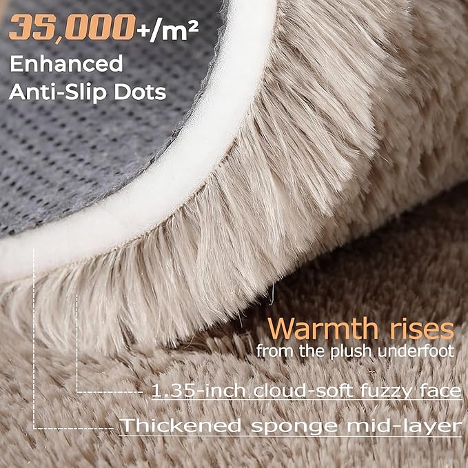 8x10 Area Rugs for Living Room: Fluffy Shag Soft Washable Rug Large Fuzzy Plush Indoor Carpet for Bedroom Nursery Playroom Kids Girls Boys Room (Camel, 8'x10')