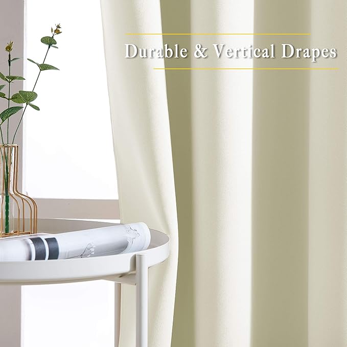 NICETOWN Beige Room Darkening Bedroom Curtains 96 inches Long, Grommet Thermal Insulated Room Darkening Window Treatments Sound Reducing for Living Room, W46 x L96, 2 Panels