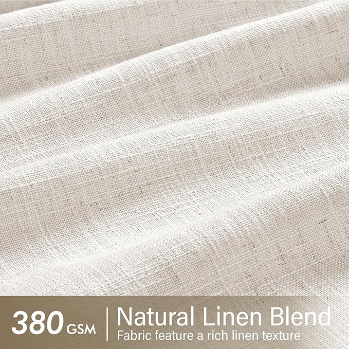 MIULEE Pinch Pleated Thick Linen Curtains 84 Inches Long 2 Panels for Living Room Bedroom, Linen Textured Memory Trained Drapes Pleat Back Tab Light Filtering Natural Window Curtains with Hooks&Rings