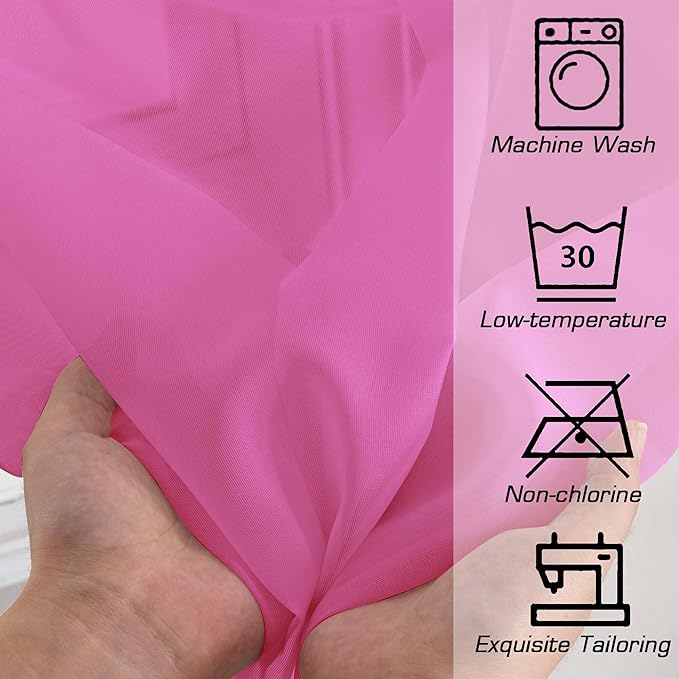 Simplebrand Hot Pink Sheer Curtains 84 Inches Long, Light Filtering Rod Pocket Solid Color Window Sheer Curtain Panels, Elegant Curtains & Drapes for Living Room, Bedroom 2 Panels 42" W x 84" L