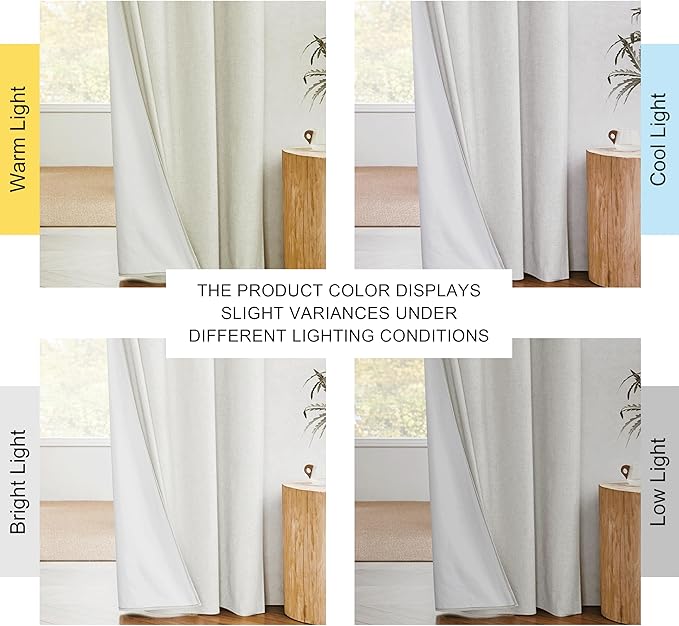 NICETOWN Extra Long Linen 100% Blackout Curtains 102 inches Length 2 Panels Set with Thermal Insulated Liners, Ivory, 62" Width, Farmhouse Style Window Draperies for Patio Sliding Glass Door