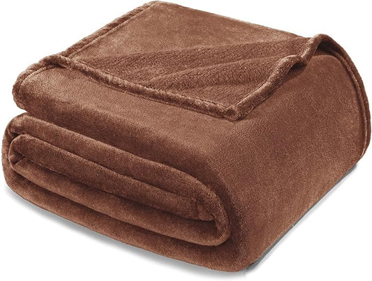 Exclusivo Mezcla Fleece Blanket King Size for Bed, Super Soft and Warm, All Season, Cozy, Plush, Lightweight, 90x104 Inches, Brown
