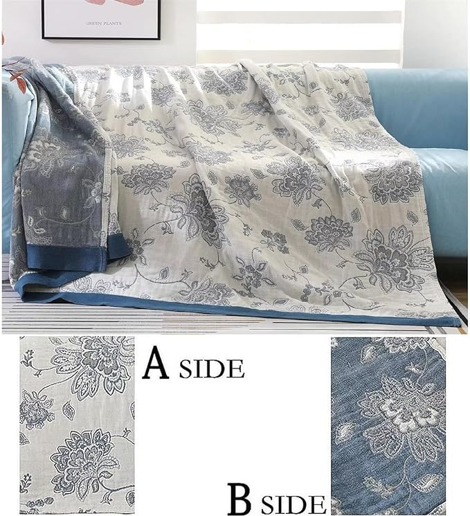 MSGKV Boho Throw Blanket for Bed 80''x90'', 100% Cotton Reversible Woven Breathable&Lightweight Spring Decorative Blanket for Couch Living Room