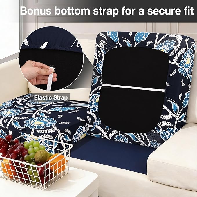 hyha 14Pcs Patio Cushion Covers, Stretch Outdoor Couch Cushion Covers, Washable Outdoor Chair/Sofa Slipcovers for Patio Furniture Cushions Protector with Elastic Bottom(Bluebell,Cover Only)