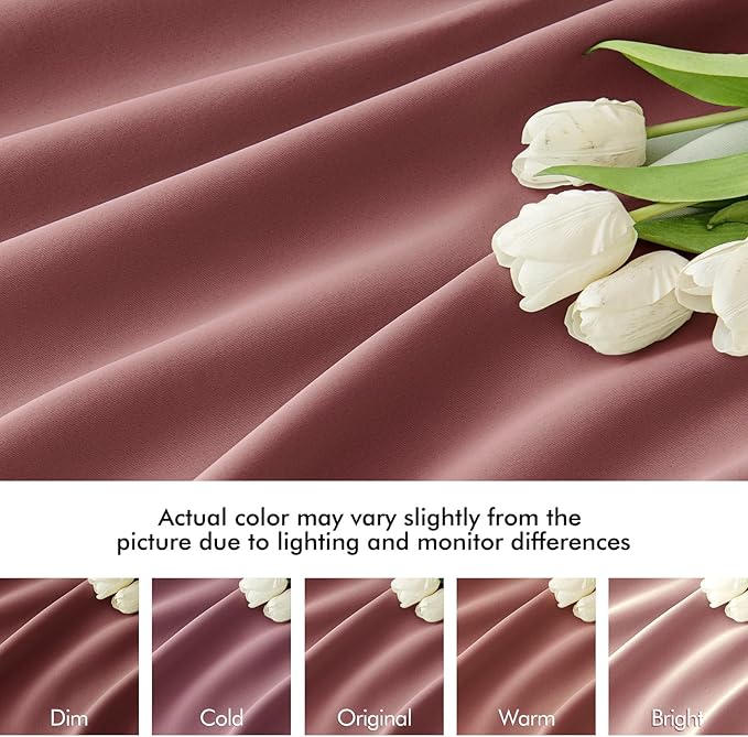 MIULEE Dusty Rose Back Tab Blackout Curtains 102 Inch Long 2 Panels Set for Bedroom, Rod Pocket/Pinch Pleated Thermal Insulated Living Room Darkening Light Blocking Floor to Ceiling Drapes