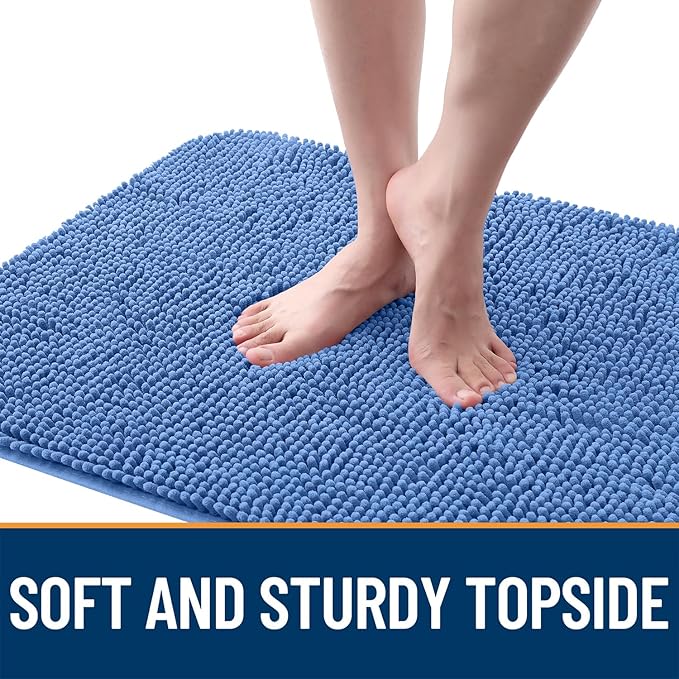 OLANLY Dog Door Mat for Muddy Paws 47x32, Absorbs Moisture and Dirt, Absorbent Non-Slip Washable Doormat, Quick Dry Chenille Mud Mat, Entry Indoor Entryway Carpet for Inside Floor, Cornflower Blue