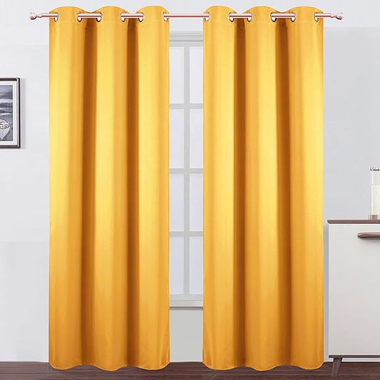 LEMOMO Yellow Thermal Blackout Curtains/42 x 84 Inch/Set of 2 Panels Room Darkening Curtains for Bedroom
