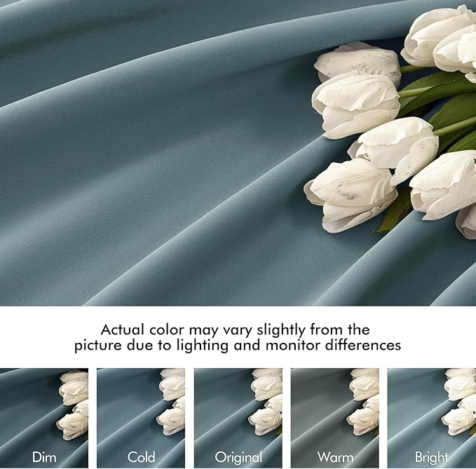 MIULEE Greyish Blue Back Tab Blackout Curtain 96 Inch Long 2 Panels Set for Bedroom, Rod Pocket/Pinch Pleat Thermal Insulated Living Room Darkening Pleated Light Blocking Floor to Ceiling Drape