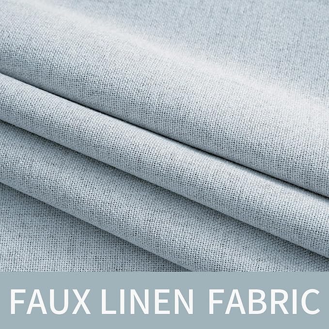 MIULEE 100% Blackout Linen Textured Curtains for Bedroom Solid Thermal Insulated Chambray Blue Grommet Room Darkening Curtains & Drapes Luxury Decor for Living Room Nursery 52 x 108 Inch (2 Panels)