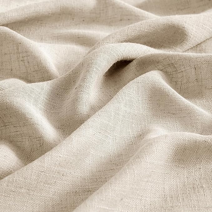 MIULEE Light Taupe Linen Curtains 54 Inch Length 2 Panels for Bedroom Living Room, Soft Linen Textured Window Drapes Semi Sheer Light Filtering Back Tab Rod Pocket Farmhouse Modern Burlap Look Decor