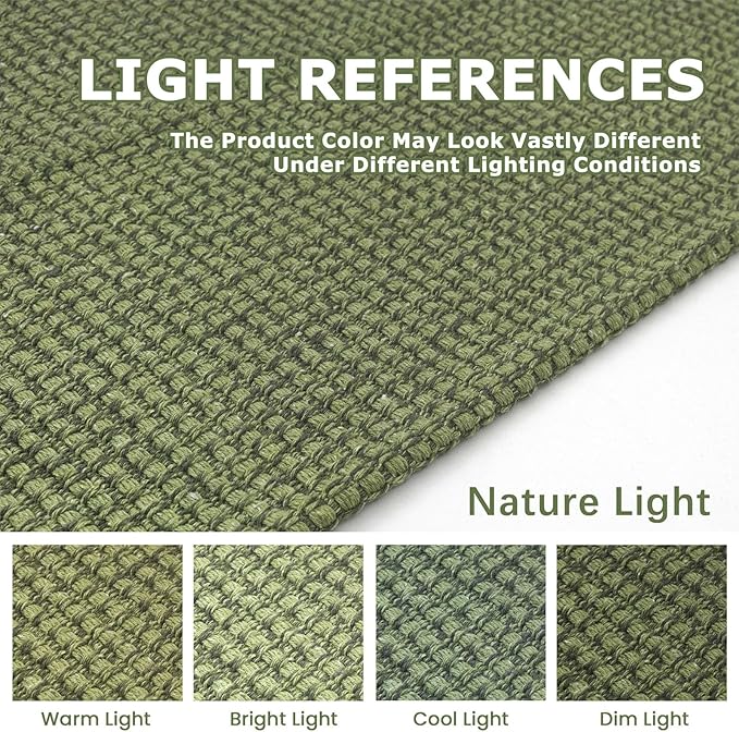 KOZYFLY Long Runners for Hallways 3x12 ft Washable Kitchen Runner Non Slip Rubber Backed Hallway Rugs Cotton Entryway Runner Rug Floor Carpet for Indoor Hall, Kitchen, Bright Green/Earthy Green