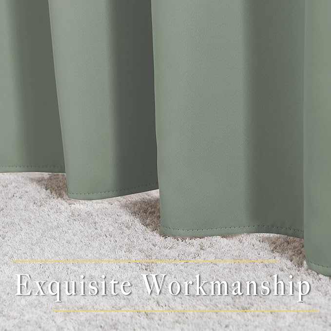NICETOWN Blackout Large Bedroom Curtains 90 inches Long - Room Dividers Thermal Insulated Sound Dampening Grommet Window Treatments for Living Room (Sage Green, 2 Panels, W66 x L90)