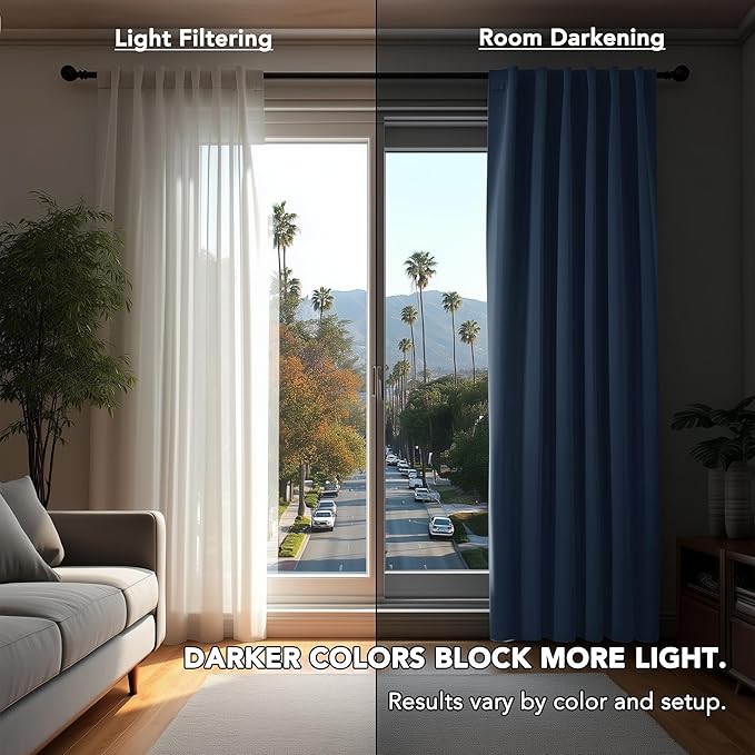 Deconovo Blackout Curtains, Thermal Insulated, W70 x L84 2 Panels, Back Tab, Machine Washable, Room-Darkening Drapes for Bedroom/Living Room Stone Blue