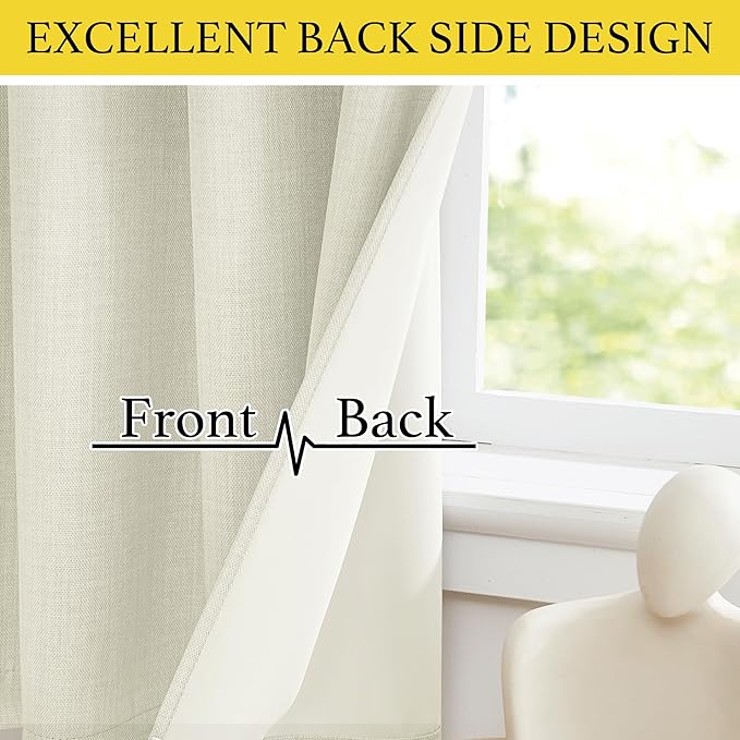 NICETOWN 30 Inch Length Curtain Valances, 2 Panels Blackout Thermal Insulating Small Half Curtain Tiers for Kitchen with Top Grommet, Window Covering for Bathroom (Natural, 34 x 30 Inch Length)