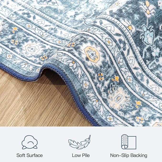 Lofus 3x5 Area Rug for Entryway,Blue Non Slip Area Rugs for Kitchen, Washablee Soft Rugs for Bedroom, Living Room, Tool Room Nursery Kids Room Decor