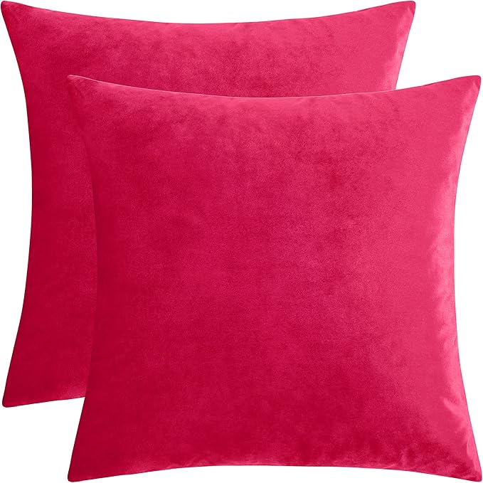 GIGIZAZA Decorative Couch Throw Pillow Covers,Set of 2 Red Square Pillow Cushion Covers 22x22,Pillow Cases Velvet Pillow Covers