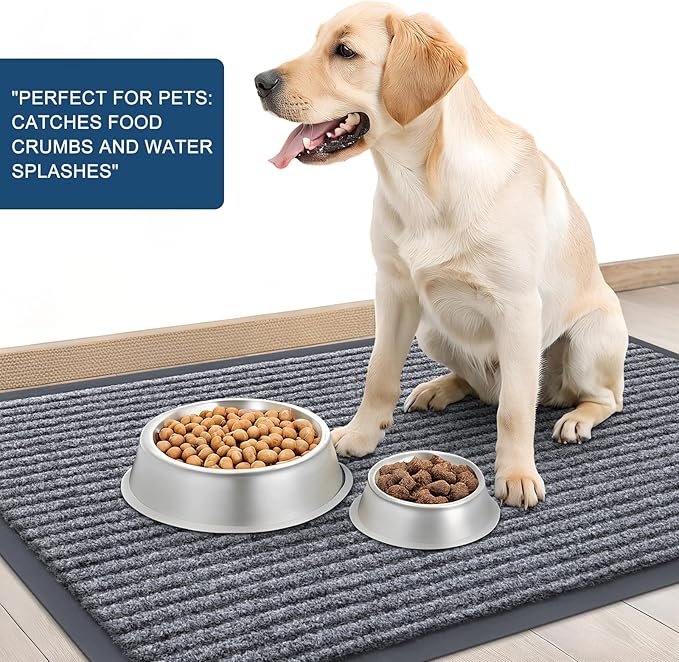 OLANLY Front Door Mat Indoor Outdoor Entrance, 2-Pack 33 x 21 Inch, Waterproof Heavy Duty Doormat, Fade Resistant, Low Profile, Easy Clean Patio Porch Welcome Floor Mats for Entry, Light Gray