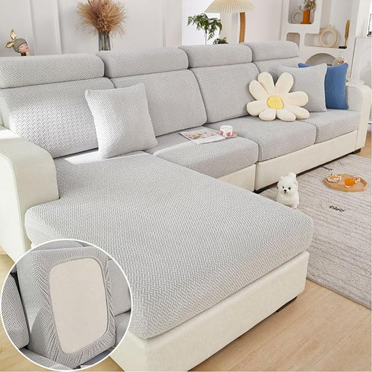 Sofa Covers Couch Covers for Sofa Pet Friendly Couch Cushion Covers Universal Sofa Covers Washable Stretch Slipcovers for Sectional Sofa (Texture Light Gray,Extra Large Single Seat Cover)
