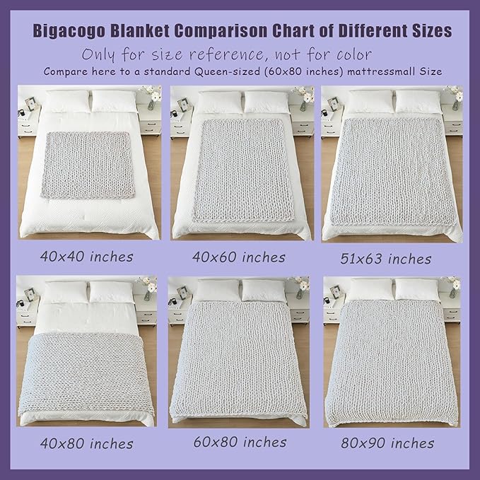 Bigacogo Chunky Knit Throw Blanket for Couch, 51x63 inches, 100% Hand Knitted with Thick Jumbo Chenille Yarn, Cozy Soft Large Rope Knot Cable Crochet Blankets for Sofa Bed Living Room, Mint
