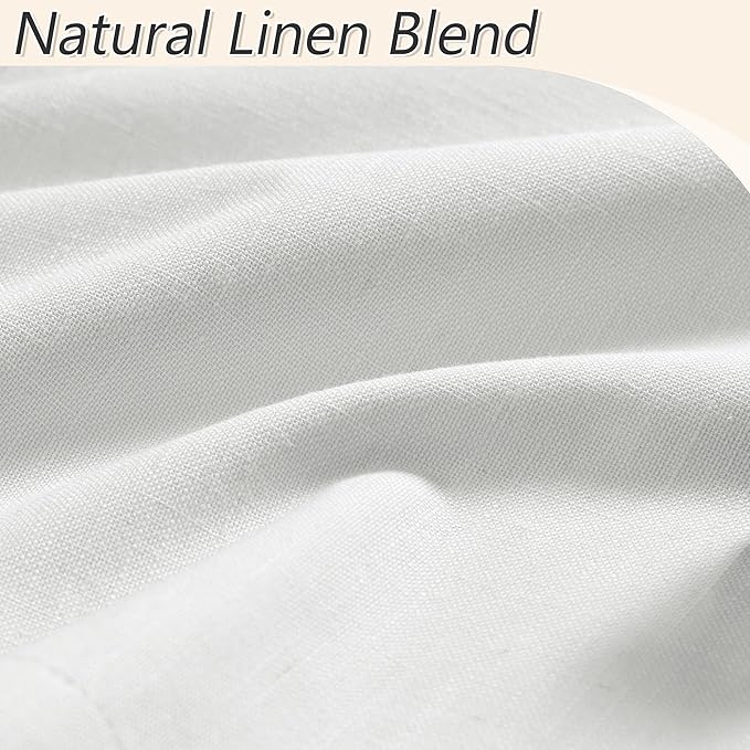 Guken White 100% Blackout Linen Curtains 60 Inch Wide by 108 Inch for Living Room Bedroom Back Tab Thermal Insulated Black Out 1 Drapes Room Darkening Window Curtains,1 Panel