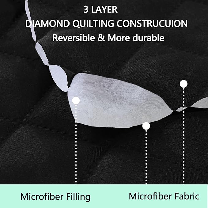 Reversible Loveseat Sofa Covers Couch Cover Furniture Protector(Loveseat Small,Black/Black)