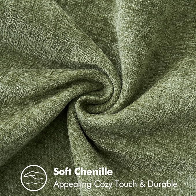MIULEE Pack of 2 Couch Throw Pillow Covers 16x16 Inch Sage Green Farmhouse Decorative Pillow Covers with Stitched Edge Soft Chenille Solid Dyed Spring Pillow Covers for Sofa Bed Living Room