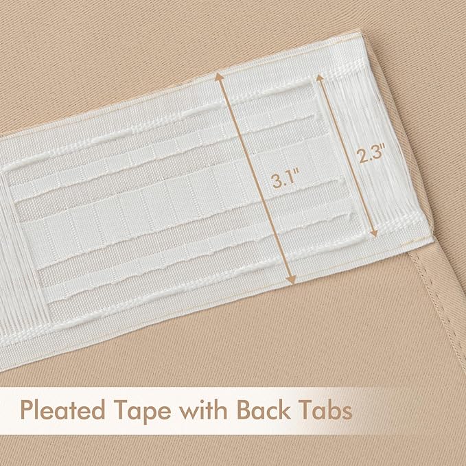 MIULEE Back Tab Beige Curtains 84 Inch Length 2 Panels Set for Living Room Bedroom, Cream Rod Pocket/Pinch Pleated Light Blocking Thermal Insulated Room Darkening Blackout Curtains 84 Inches Long