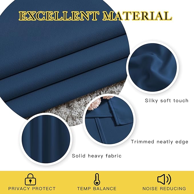 NICETOWN Blackout Curtains and Drapes for Window 95" L - Triple Weave Energy Saving Thermal Insulated Solid Grommet Blackout Panels for Patio (80" Wide per Panel, 2 Panels, Moroccan Blue)