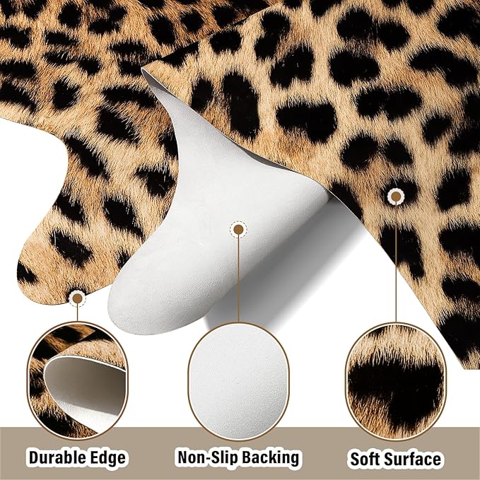 AROGAN Premium Leopard Print Rug 8x10 Feet, Machine Washable Faux Fur Cheetah Rug, Non-Slip Animal Print Hide Leopard Skin Area Rug for Bedroom Living Room Home Decor