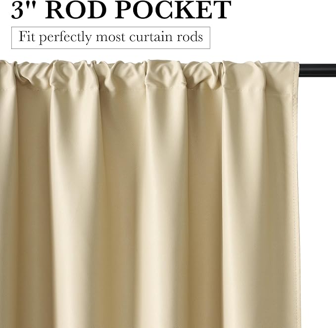 RYB HOME 100% Blackout Short Curtains for Small Window, Thermal Insulated Total Room Darkening Noise Reducing Curtains for Basement Bathroom RV Cars, 29 inches Wide by 30 inches Long, Biscotti Beige