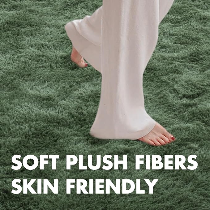 6x9 Ft Large Green Area Rug for Bedroom Living Room, Ultra Soft Fluffy Furry Rugs for Classroom Indoor Floor, Aesthetic Carpet for Kids Home Decor