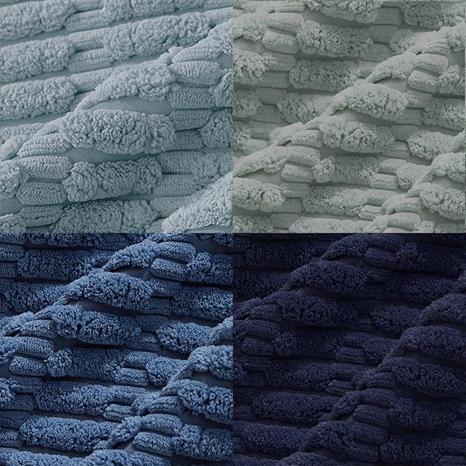 Fancy Homi Set of 4 Blue Boho Decorative Throw Pillow Covers 26x26 Inch for Couch Bed Sofa, Aesthetic Modern Bohemian Room Decor, Fuzzy Fluffy Cozy Corduroy Textured Coastal Blue Cushion Case 66x66cm