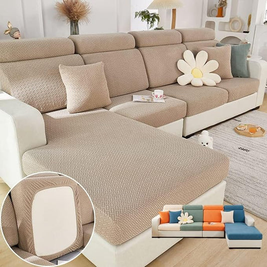 Soothing Home Sofa Covers, Sofa Hero Covers, Wear-Resistant Universal Couch Covers Washable Stretch Sectional Couch Cushion Covers (Coffee,Large Single Seat Cover)