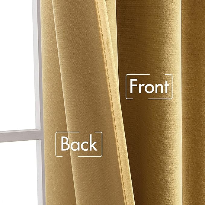 MIULEE Velvet Curtains 90 inches - Luxury Blackout Curtains for Bedroom Living Room Thermal Insulated Super Soft Window Drapes Rod Pocket & Back Tab, Golden, W52 x L90 inches, 2 Panels