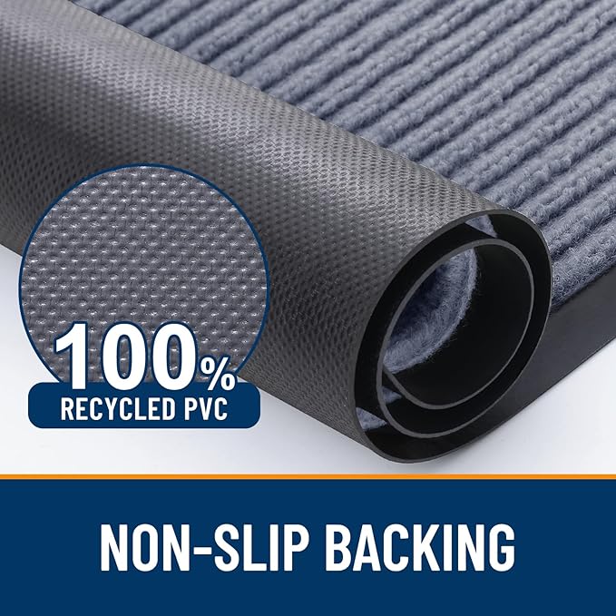 OLANLY Front Door Mat Indoor Outdoor Entrance, Waterproof Heavy Duty Doormat, Fade Resistant, Low Profile, Easy Clean Patio Porch Welcome Floor Mats for Entry, 59x23, Ash Grey