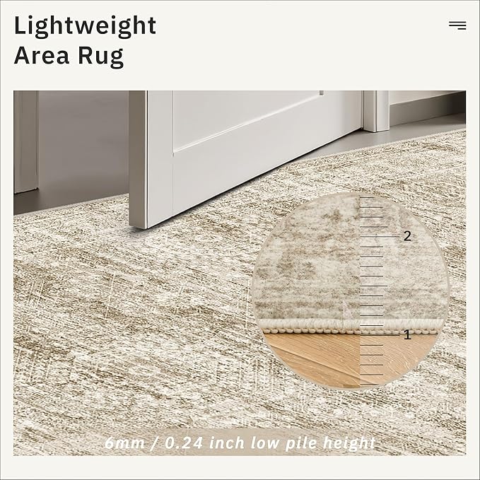 Runner Rug 3x12 Washable Non-Slip Hallway Runner Rugs for Kitchen Bathroom Laundry Room Brown Vintage Floor Carpet Runners for Hallways Entryway