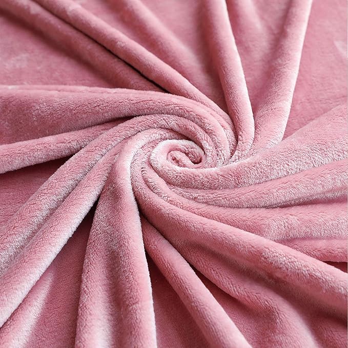 TASTHROW Large Flannel Fleece Throw Blanket, 90×108 Inch - Cozy Lightweight Thick Blanket - All Seasons Suitable for Women, Men and Kids (Pink)