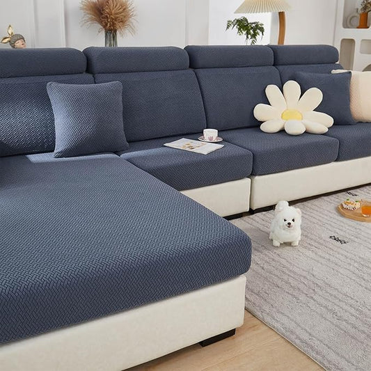 Sofa Covers Couch Covers for Sofa Pet Friendly Couch Cushion Covers Universal Sofa Covers Washable Stretch Slipcovers for Sectional Sofa (Texture Metal Gray,Back Cover M)