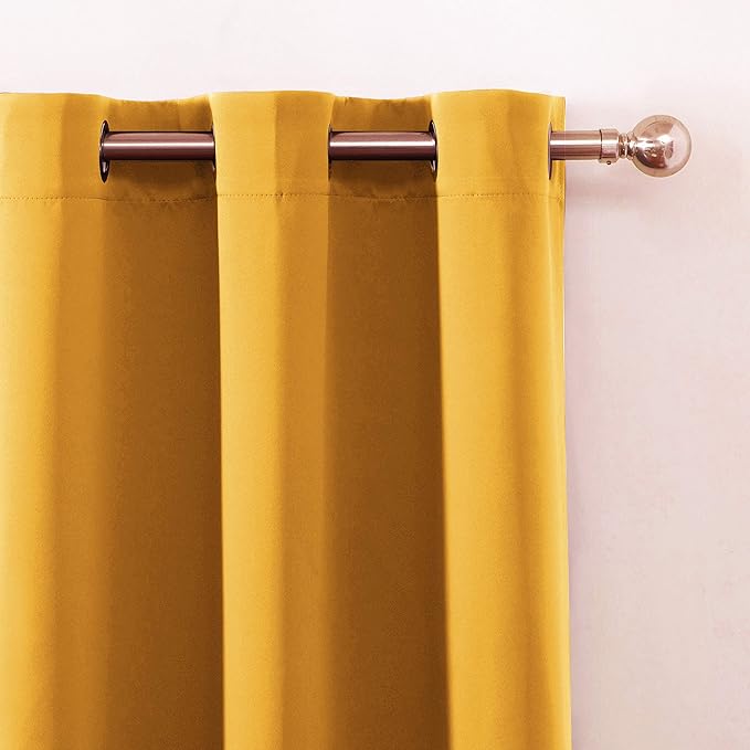 LEMOMO Yellow Thermal Blackout Curtains/38 x 84 Inch/Set of 2 Panels Room Darkening Curtains for Bedroom
