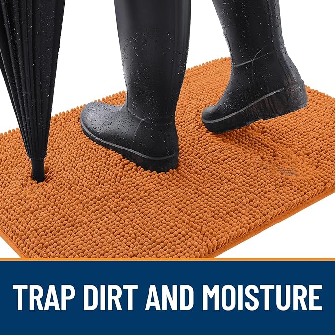 OLANLY Dog Door Mat for Muddy Paws 70x46, Absorbs Moisture and Dirt, Absorbent Non-Slip Washable Doormat, Quick Dry Chenille Mud Mat for Dogs, Entry Indoor Entryway Carpet for Inside Floor, Clay
