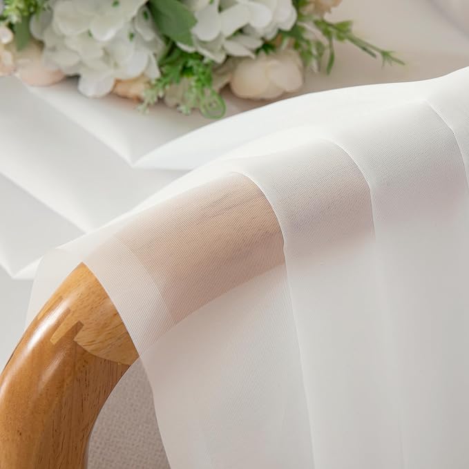 Simplebrand Ivory Sheer Curtains 96 Inches Long, Light Filtering Rod Pocket Solid Color Window Sheer Curtain Panels, Elegant Curtains & Drapes for Living Room, Bedroom 2 Panels (Ivory, 59" W x 96" L)
