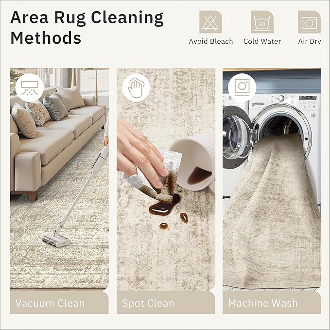 Hallway Runner 3x14 - Runner Rugs 14ft Washable Entryway Rug Vintage Kitchen Runners Non Slip Indoor Rug Farmhouse Carpet Runner for Bathroom Living Room Bedroom, Beige