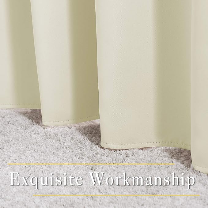 NICETOWN Room Darkening 118 inch Long Curtains, Grommet Thermal Drapes Weighted Room Divider Wide Window Treatments for Living Room, W66 x L118, Beige, 2 Panels