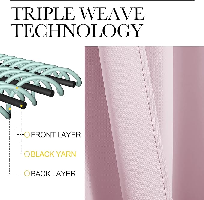 NICETOWN Blackout Curtains for Bedroom, Blackout Curtain Panels, Baby Pink, 1 Pair, 62 by 63-inch, Window Treatment Energy Saving Thermal Insulated Solid Rod Pocket Blackout Drapes/Draperies
