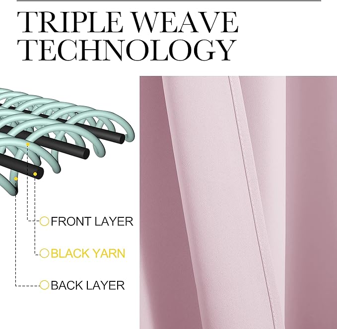 NICETOWN RV Blackout Curtains for Camper Windows, Baby Pink, 34" x 30", Set of 2, Kitchen Short Blackout Curtains & Drapes, Thermal Insulated Rod Pocket Window Treatment Draperies for Nursery